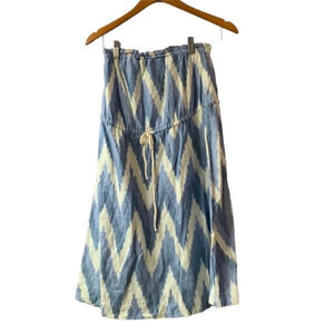 Gap strapless summer dress women's small, blue and white chevron print